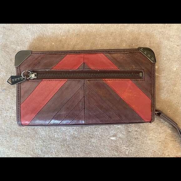 L.A.M.B. Brown/Red Wallet Clutch Wristlet - Picture 3 of 6
